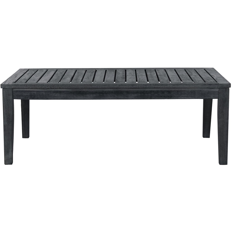 Safavieh Bradbury 4-Piece Wood/Polyester Outdoor Set in Dark Slate Gray/Beige