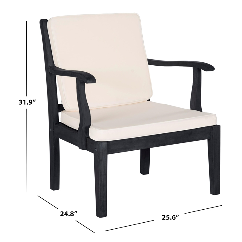 Safavieh Bradbury 4-Piece Wood/Polyester Outdoor Set in Dark Slate Gray/Beige