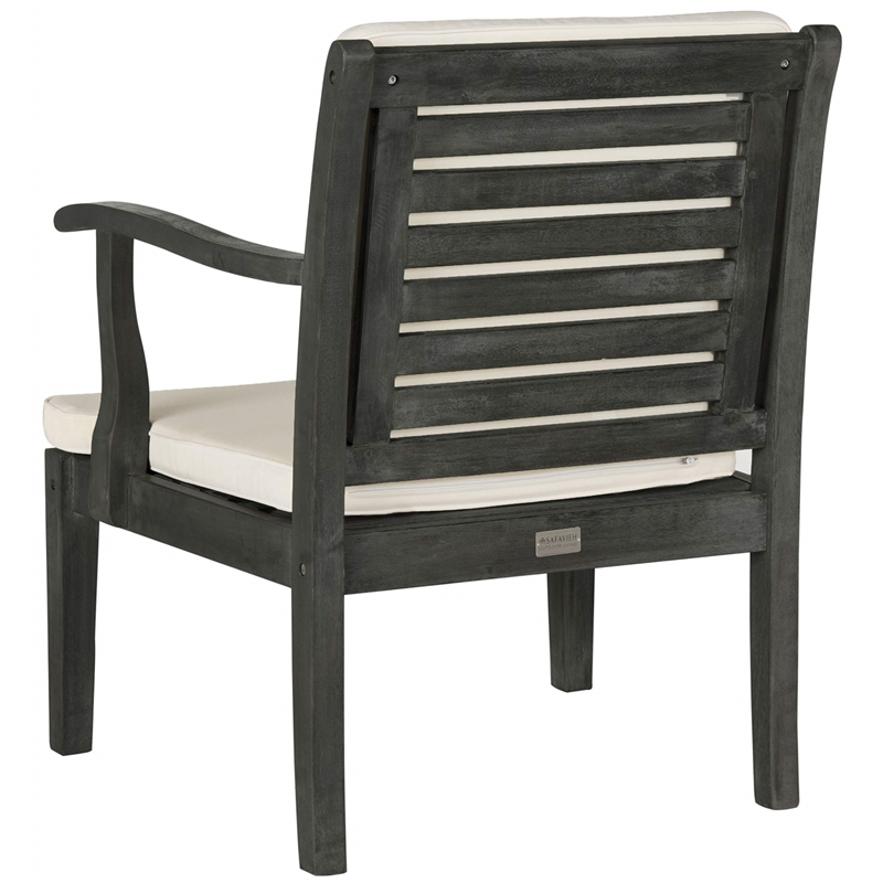 Safavieh Fresno 4-Piece Wood/Polyester Outdoor Set in Dark Slate Gray/Beige