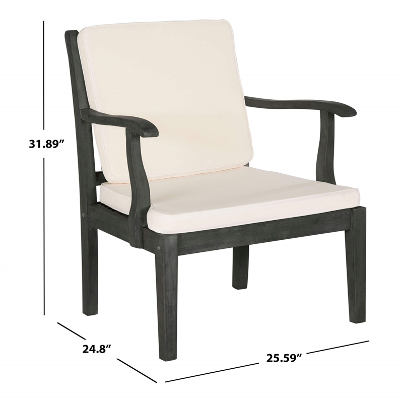 Safavieh Fresno 4-Piece Wood/Polyester Outdoor Set in Dark Slate Gray/Beige