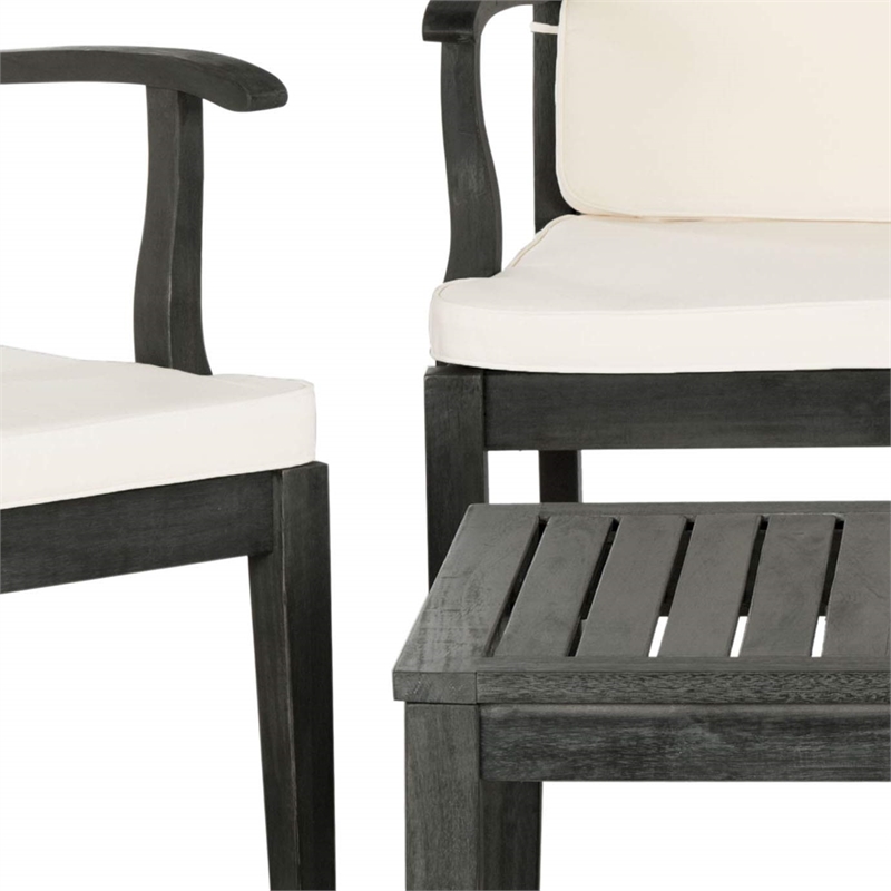 Safavieh Fresno 4-Piece Wood/Polyester Outdoor Set in Dark Slate Gray/Beige