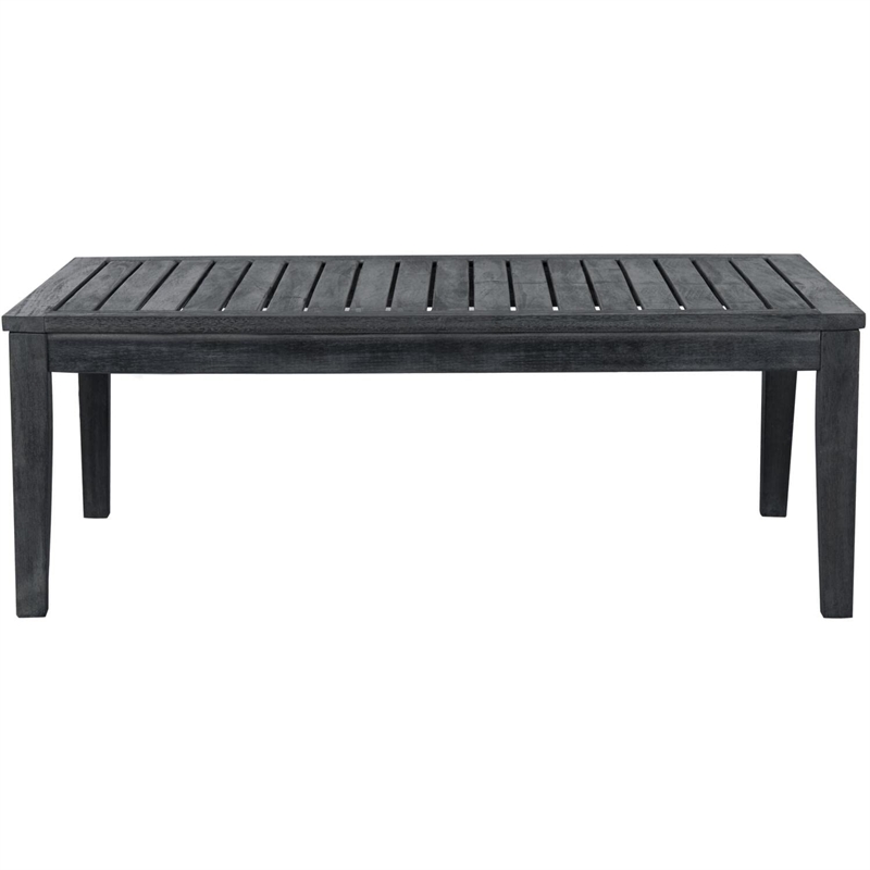 Safavieh Del Mar 4-Piece Acacia Wood/Polyester Outdoor Set in Dark Gray/Beige