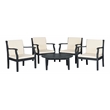 Safavieh Anaheim 5-Piece Acacia Wood/Polyester Coffee Set in Dark Gray/Beige