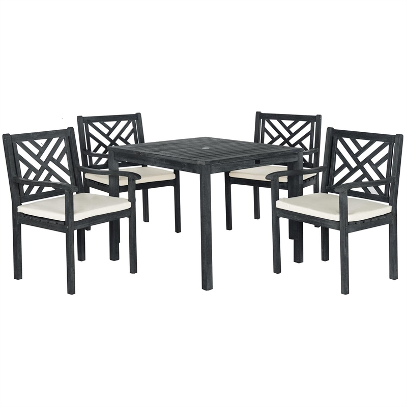 Safavieh Bradbury 5-Piece Acacia Wood/Polyester Dining Set in Dark Gray/Beige