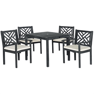 Safavieh Bradbury 5-Piece Acacia Wood/Polyester Dining Set in Dark Gray/Beige