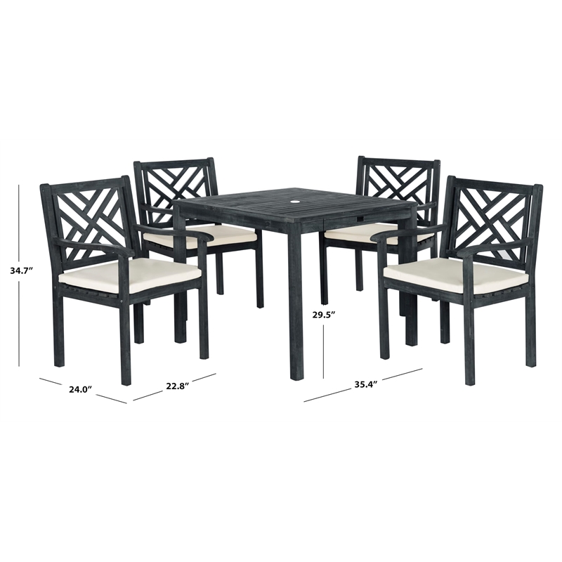 Safavieh Bradbury 5-Piece Acacia Wood/Polyester Dining Set in Dark Gray/Beige