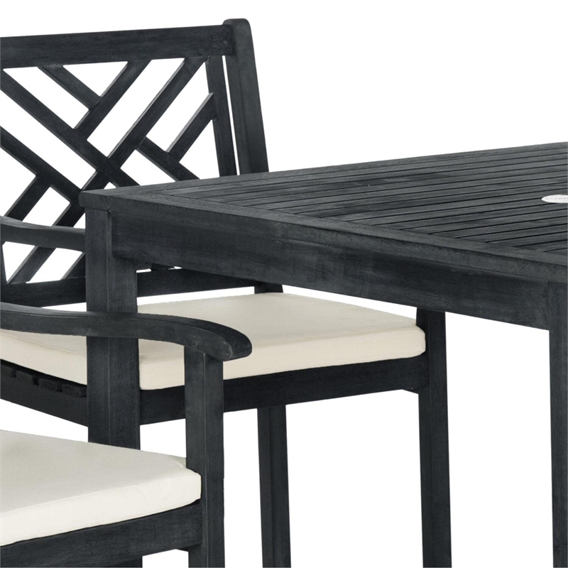 Safavieh Bradbury 5-Piece Acacia Wood/Polyester Dining Set in Dark Gray/Beige