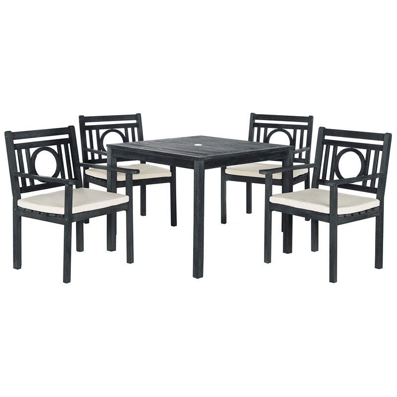 Safavieh Montclair 5-Piece Acacia Wood/Polyester Dining Set in Dark Gray/Beige