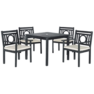 Safavieh Montclair 5-Piece Acacia Wood/Polyester Dining Set in Dark Gray/Beige