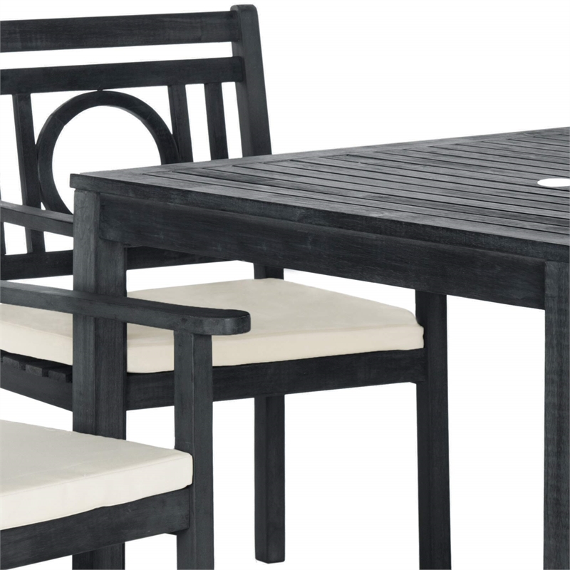 Safavieh Montclair 5-Piece Acacia Wood/Polyester Dining Set in Dark Gray/Beige