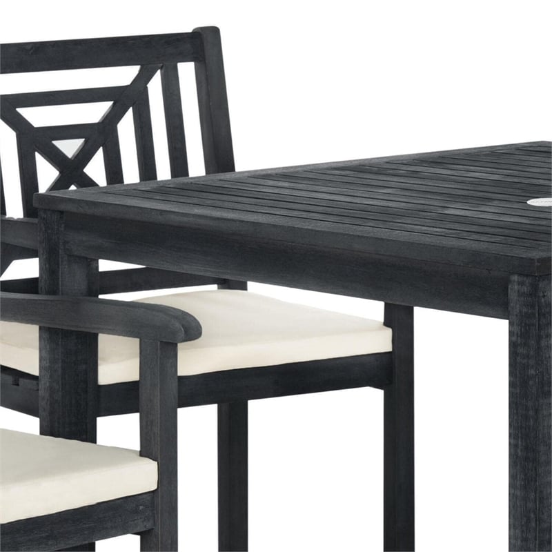 Safavieh Del Mar 5-Piece Acacia Wood/Polyester Dining Set in Dark Gray/Beige