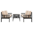 Safavieh Lardner 3-Piece Wood/Polyester Outdoor Living Set in Dark Gray/Beige