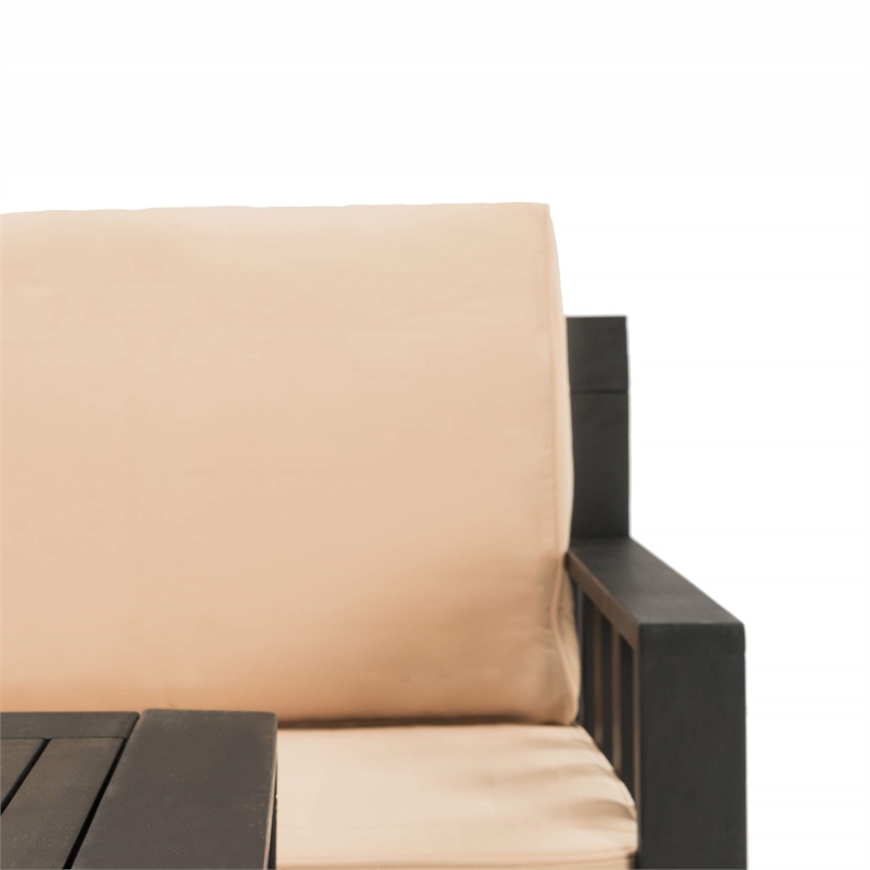 Safavieh Lardner 3-Piece Wood/Polyester Outdoor Living Set in Dark Gray/Beige