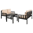 Safavieh Lardner 3-Piece Wood/Polyester Outdoor Living Set in Dark Gray/Beige