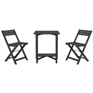 Safavieh Gallo 3-Piece Acacia Wood Outdoor Balcony Bistro Set in Dark Slate Gray