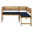 Safavieh Wilton Acacia Wood Outdoor Balcony Corner Lounge Set in Natural/Navy