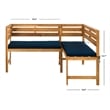 Safavieh Wilton Acacia Wood Outdoor Balcony Corner Lounge Set in Natural/Navy
