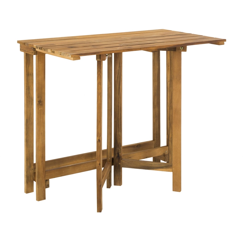 Safavieh Wilton Acacia Wood Outdoor Balcony Corner Lounge Set in Natural/Navy