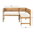 Safavieh Wilton Acacia Wood Outdoor Balcony Corner Lounge Set in Natural/Beige