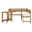 Safavieh Wilton Acacia Wood Outdoor Balcony Corner Lounge Set in Natural/Beige