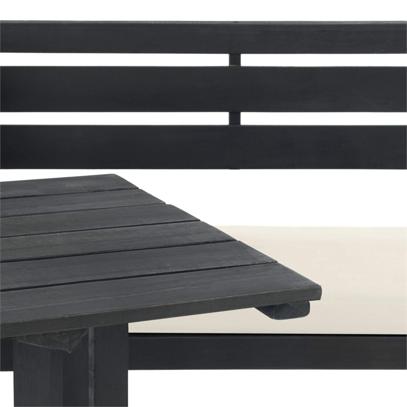 Safavieh Wilton Acacia Wood Balcony Corner Lounge Set in Dark Slate Gray/Beige