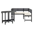 Safavieh Wilton Acacia Wood Balcony Corner Lounge Set in Dark Slate Gray/Beige