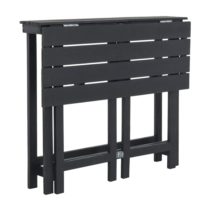 Safavieh Wilton Acacia Wood Balcony Corner Lounge Set in Dark Slate Gray/Beige