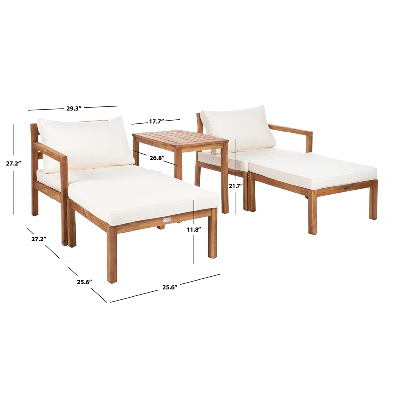 Safavieh Pratia 5-Piece Acacia Wood Frame Outdoor Set in Natural and Beige