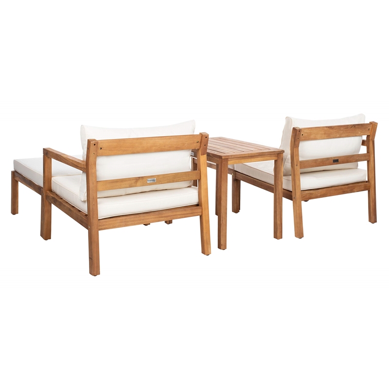 Safavieh Pratia 5-Piece Acacia Wood Frame Outdoor Set in Natural and Beige