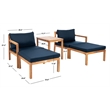 Safavieh Pratia 5-Piece Acacia Wood Frame Outdoor Set in Natural and Navy