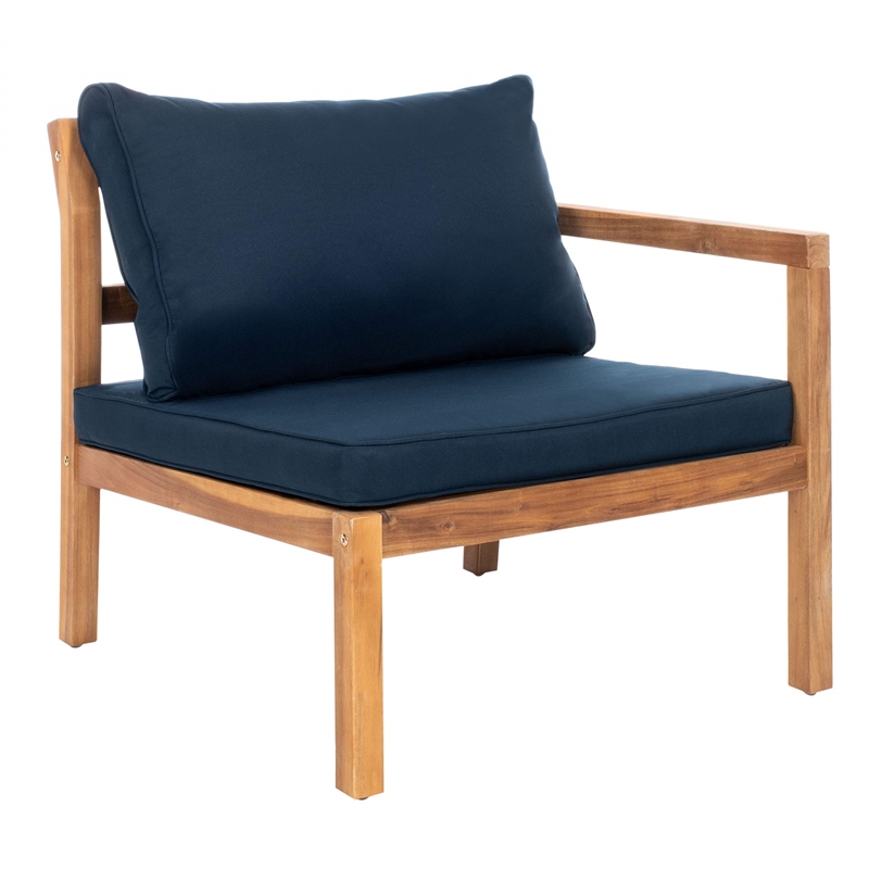 Safavieh Pratia 5-Piece Acacia Wood Frame Outdoor Set in Natural and Navy