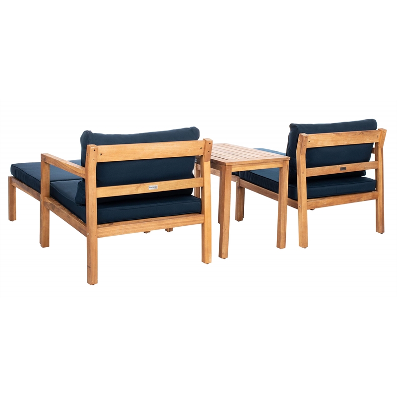 Safavieh Pratia 5-Piece Acacia Wood Frame Outdoor Set in Natural and Navy