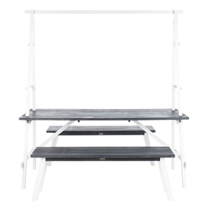 Safavieh Willamy 3-Piece Acacia Wood Outdoor Dining Set in Dark Slate Gray/White