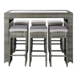 Safavieh Horus Wicker/Polyester/Steel Frame Outdoor Dining Set in Gray/Beige