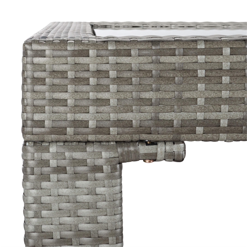 Safavieh Horus Wicker/Polyester/Steel Frame Outdoor Dining Set in Gray/Beige