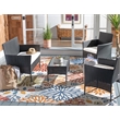 Safavieh Abdul 4-Piece Polyester Wicker/Steel Outdoor Living Set in Black/White