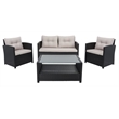 Safavieh Vellor 4-Piece Polyester Wicker/Steel Outdoor Living Set in Black/Beige
