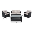 Safavieh Vellor 4-Piece Polyester Wicker/Steel Outdoor Living Set in Black/Beige