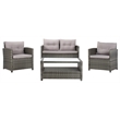Safavieh Vellor 4-Piece Polyester Wicker/Steel Outdoor Living Set in Gray/Beige
