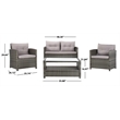 Safavieh Vellor 4-Piece Polyester Wicker/Steel Outdoor Living Set in Gray/Beige