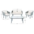 Safavieh Kerson 4-Piece Polyester Fabric/Steel Outdoor Living Set in Gray/Beige