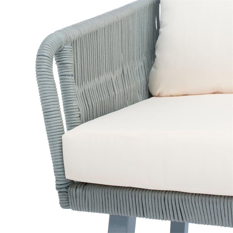 Safavieh Kerson 4-Piece Polyester Fabric/Steel Outdoor Living Set in Gray/Beige