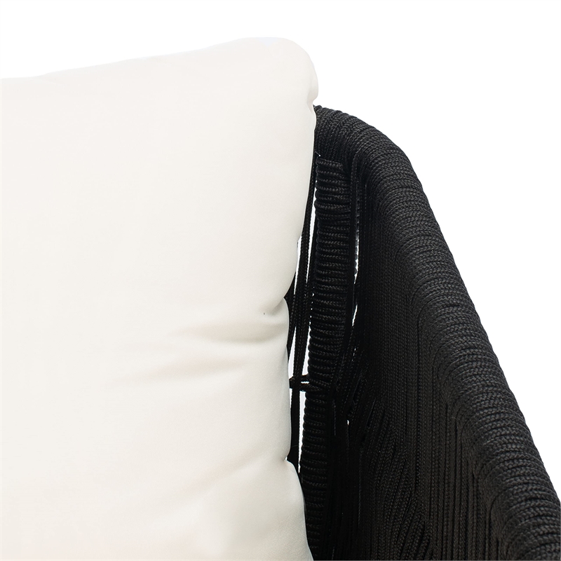 Safavieh Kerson 4-Piece Polyester Fabric/Steel Outdoor Living Set in Black/Beige