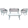 Safavieh Kerson 4-Piece Polyester Fabric/Steel Outdoor Living Set in Gray