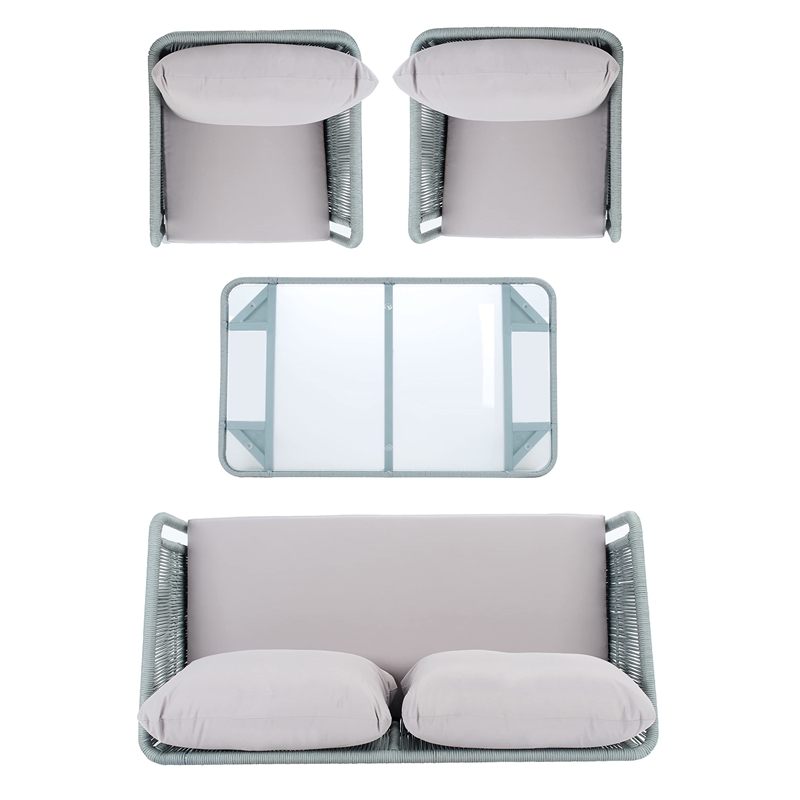 Safavieh Kerson 4-Piece Polyester Fabric/Steel Outdoor Living Set in Gray