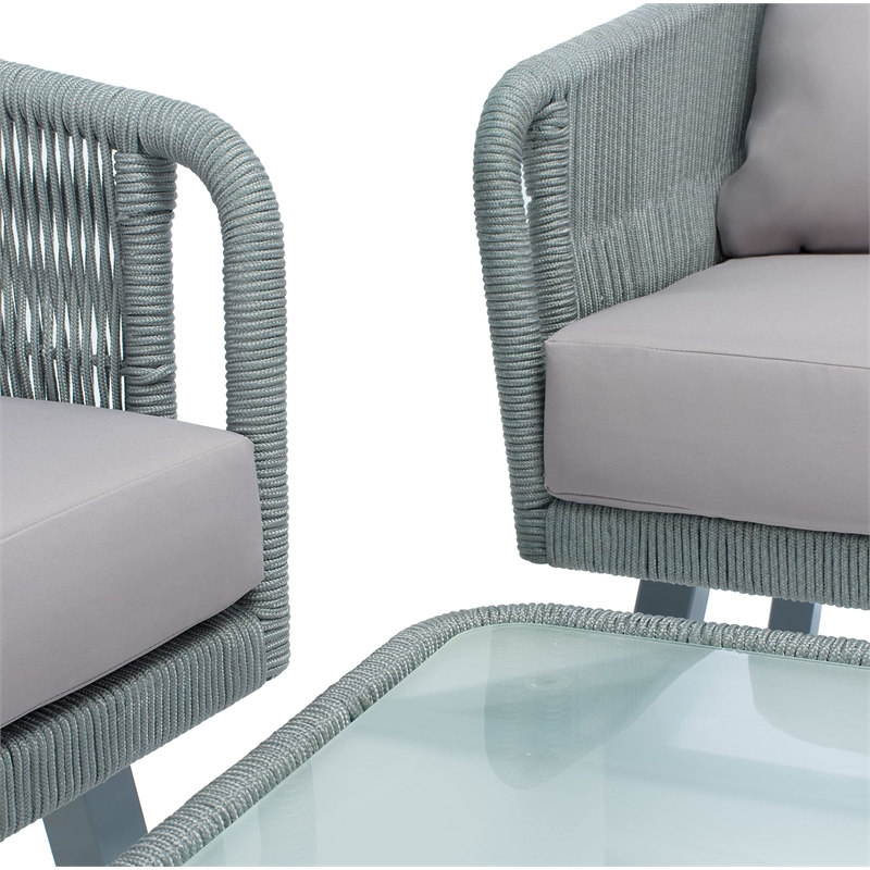 Safavieh Kerson 4-Piece Polyester Fabric/Steel Outdoor Living Set in Gray