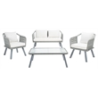 Safavieh Torsla 4-Piece Steel Metal Outdoor Living Set in Gray Rope and Beige