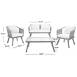 Safavieh Torsla 4-Piece Steel Metal Outdoor Living Set in Gray Rope and Beige