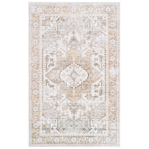 Safavieh Arizona 5'-0&quot X 8'-0&quot Polyester Power Loomed Rug In Beige And Gold