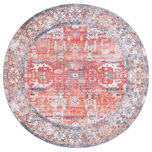Safavieh Arizona 6'-0&quot X 6'-0&quot Round Polyester Power Loomed Rug In Rust And Aqua